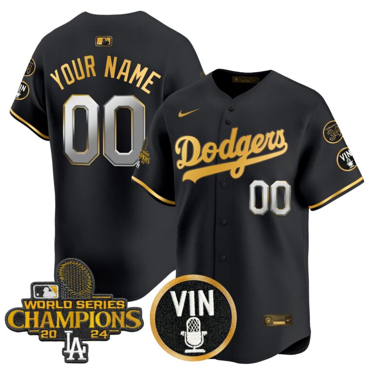 Men Los Angeles Dodgers Custom  Gold Vapor Premier Limited black MLB Nike Jersey 2025->customized mlb jersey->Custom Jersey